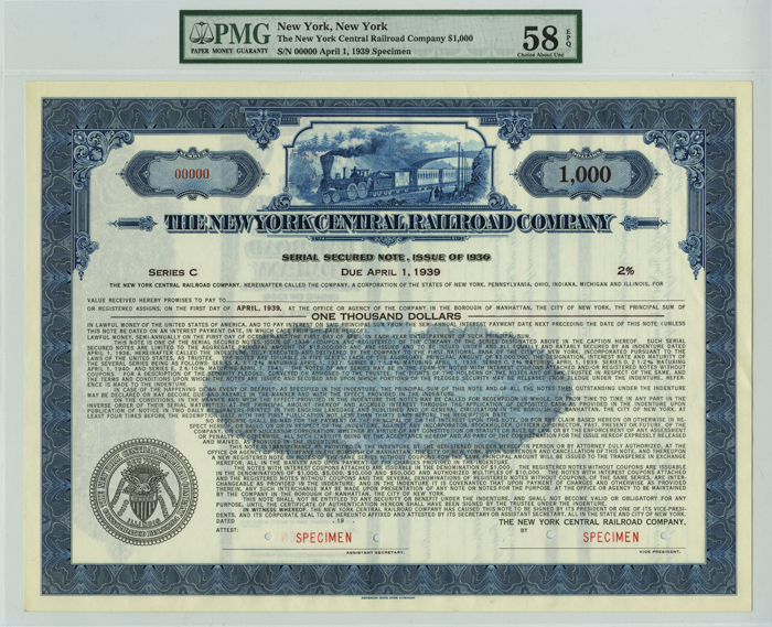 New York Central Railroad Co. - $1000 Bond